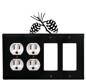 Pinecone - Double Outlet and Double GFI Cover - CUSTOM Product - If Out Of Stock, Allow 4 to 6 Weeks