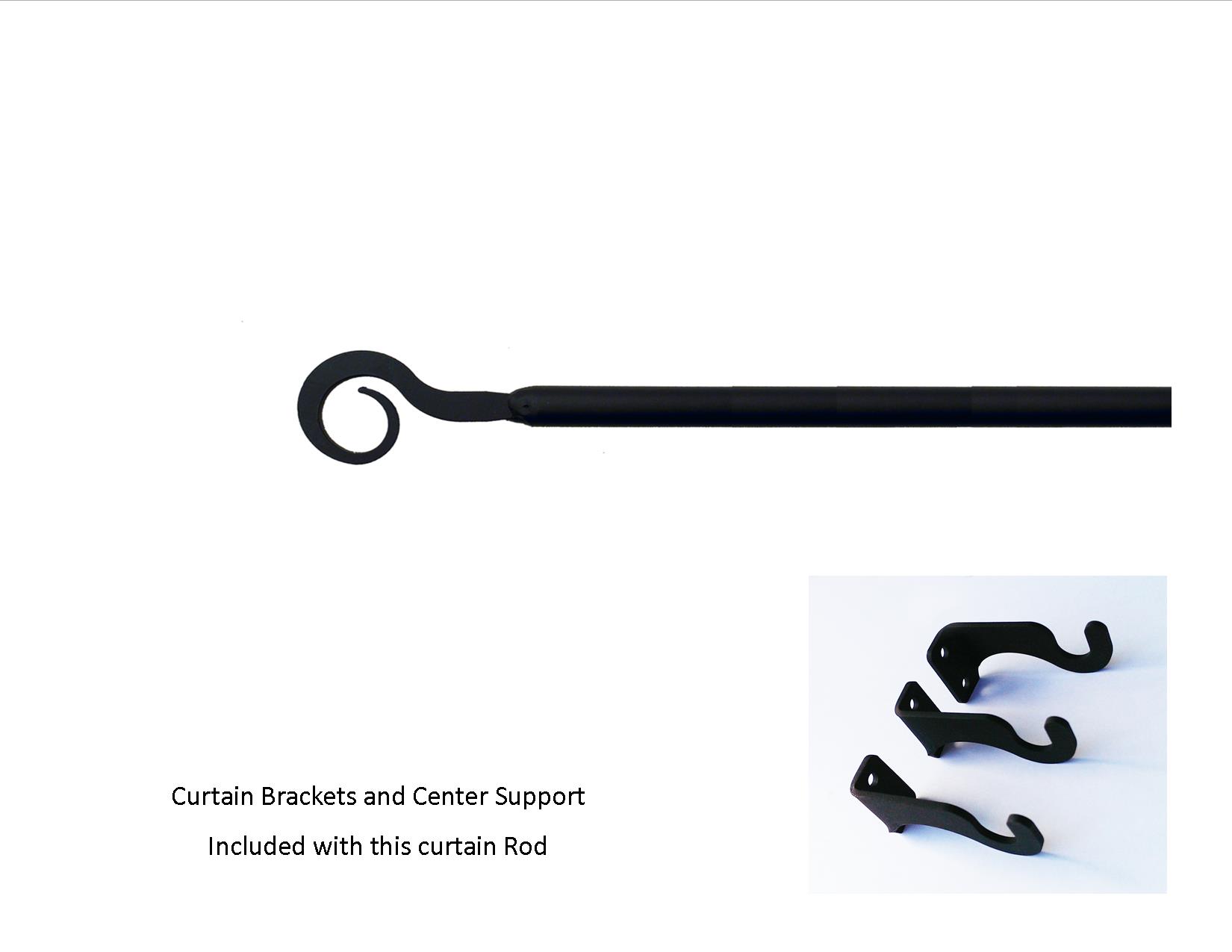 Village Wrought Iron Curtain Rods Extend Up To 60 Inches Hardware Curl Curtain Rod Med Hardware Is Included