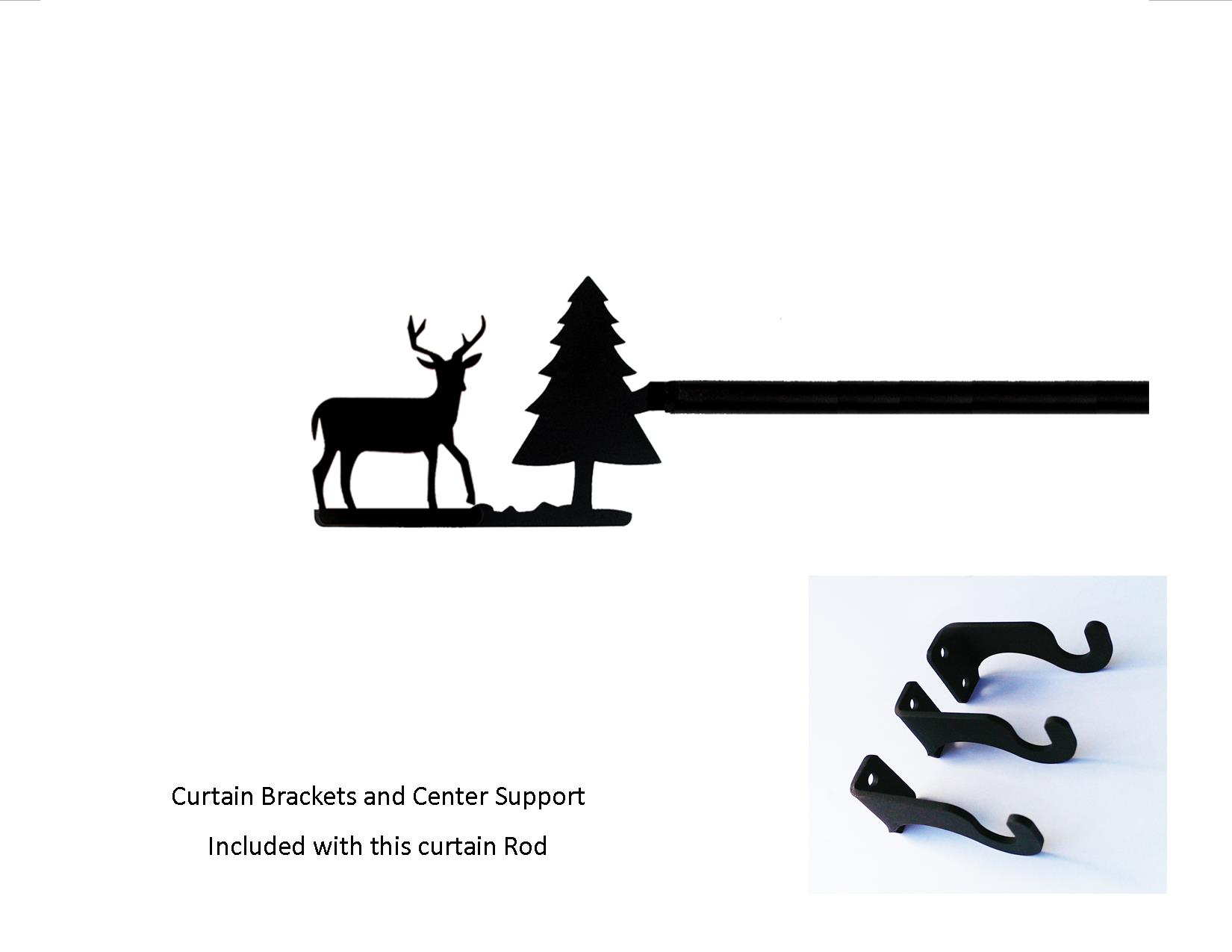 Deer/Pine Curtain Rod - LG  (Hardware is INCLUDED)