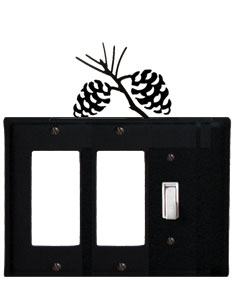 Pinecone - Double GFI and Single Switch Cover - CUSTOM Product - If Out Of Stock, Allow 4 to 6 Weeks