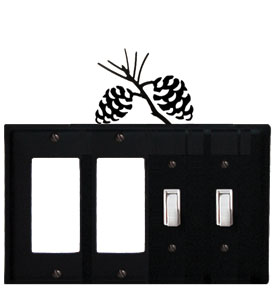 Pinecone - Double GFI and Double Switch Cover - CUSTOM Product - If Out Of Stock, Allow 4 to 6 Weeks