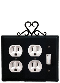 Heart - Double Outlet and Single Switch Cover - CUSTOM Product - If Out Of Stock, Allow 4 to 6 Weeks
