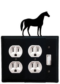 Horse - Double Outlet and Single Switch Cover - CUSTOM Product - If Out Of Stock, Allow 4 to 6 Weeks