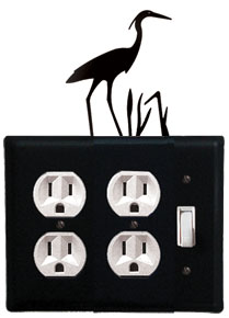 Heron - Double Outlet and Single Switch Cover - CUSTOM Product - If Out Of Stock, Allow 4 to 6 Weeks