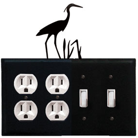 Heron - Double Outlet and Double Switch Cover - CUSTOM Product - If Out Of Stock, Allow 4 to 6 Weeks