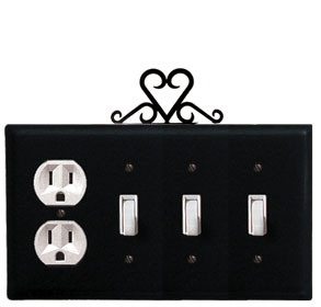 Heart - Single Outlet and Triple Switch Cover - CUSTOM Product - If Out Of Stock, Allow 4 to 6 Weeks
