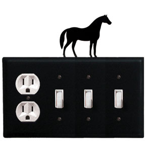 Horse - Single Outlet and Triple Switch Cover - CUSTOM Product - If Out Of Stock, Allow 4 to 6 Weeks