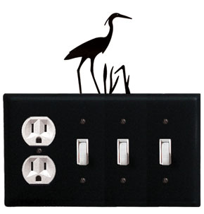 Heron - Single Outlet and Triple Switch Cover - CUSTOM Product - If Out Of Stock, Allow 4 to 6 Weeks